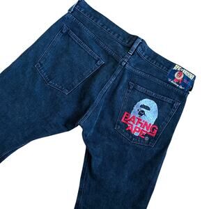32" x 32" M Bape Planet Of the Apes Logo Dark Denim